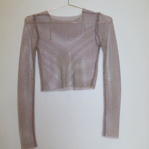 Zara Metallic Mesh Crop Top
